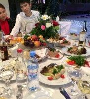 our wedding table filled with delicious food